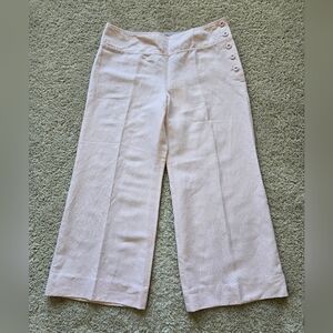 Cartonnier Anthropologie Wide Leg Pants Womens 14 Linen Blend Powder Pink